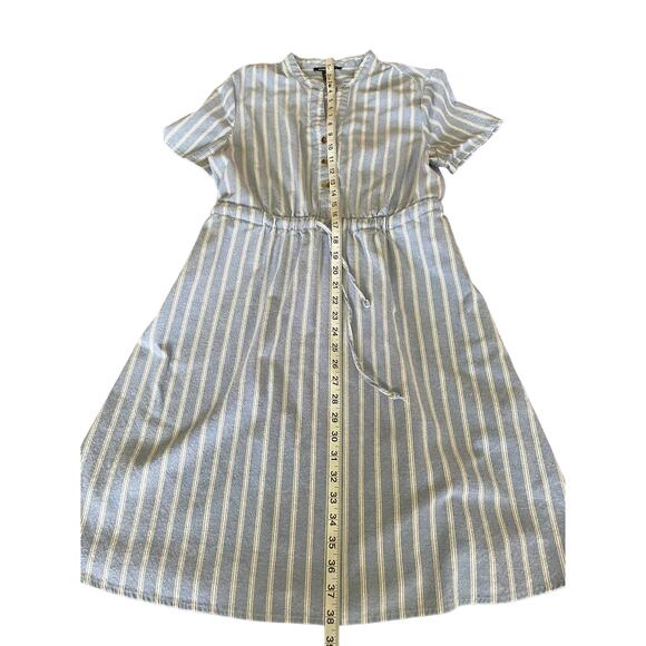 Robert Louis Light Wash Denim Style & White Stripe Dress SzL - Picture 7 of 9